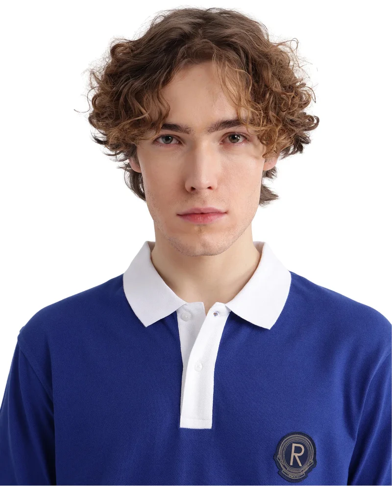 Rare Rabbit Men's Contrasting Collar Applique Badge Polo