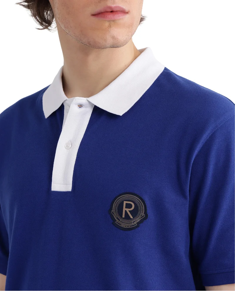 Rare Rabbit Men's Contrasting Collar Applique Badge Polo