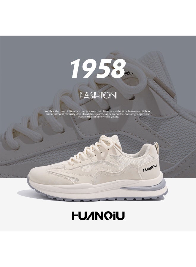 Huanqiu 1958 Retro Fashion Sneakers - Beige Vintage Style Casual Athletic Shoes