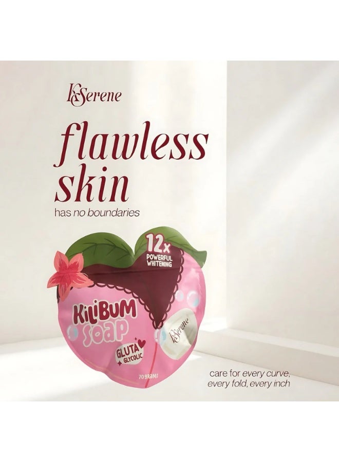 kserene KiliBum Soap COMBO PACK (3 Soap x 70 gm) - Gluta Glycolic 12X Whitening Soap | Exfoliating Brightening Bar for Dark Spots Acne, Underarms, Rough Skin & Butt - Image 4