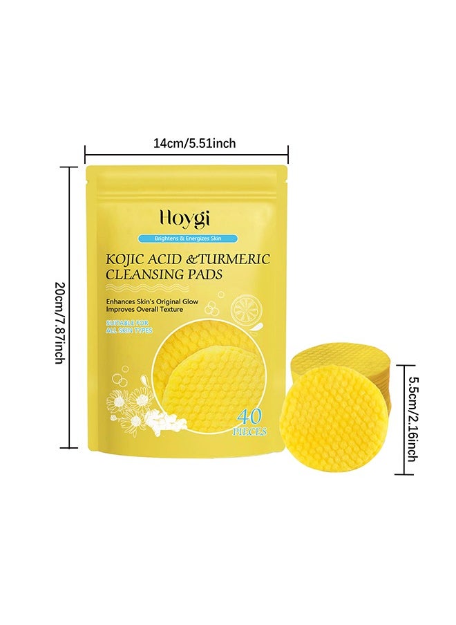 Hoygi - Kojic Acid & Turmeric Cleansing Pads ，for Dark Spots Turmeric Kojic Acid Cleansing Pads Helps Balance Skin Oil & Water Fade Spot Remove Excess Keratin Clean Oil Refines Pores 40PCS - Image 1
