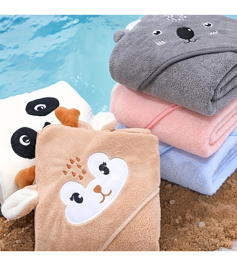 31.5 Inch Deer Baby Bath Towel 80x80cm Super Absorbent Soft for Ages 0 To 3 - Image 4