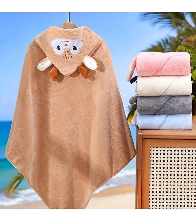 31.5 Inch Deer Baby Bath Towel 80x80cm Super Absorbent Soft for Ages 0 To 3 - Image 1