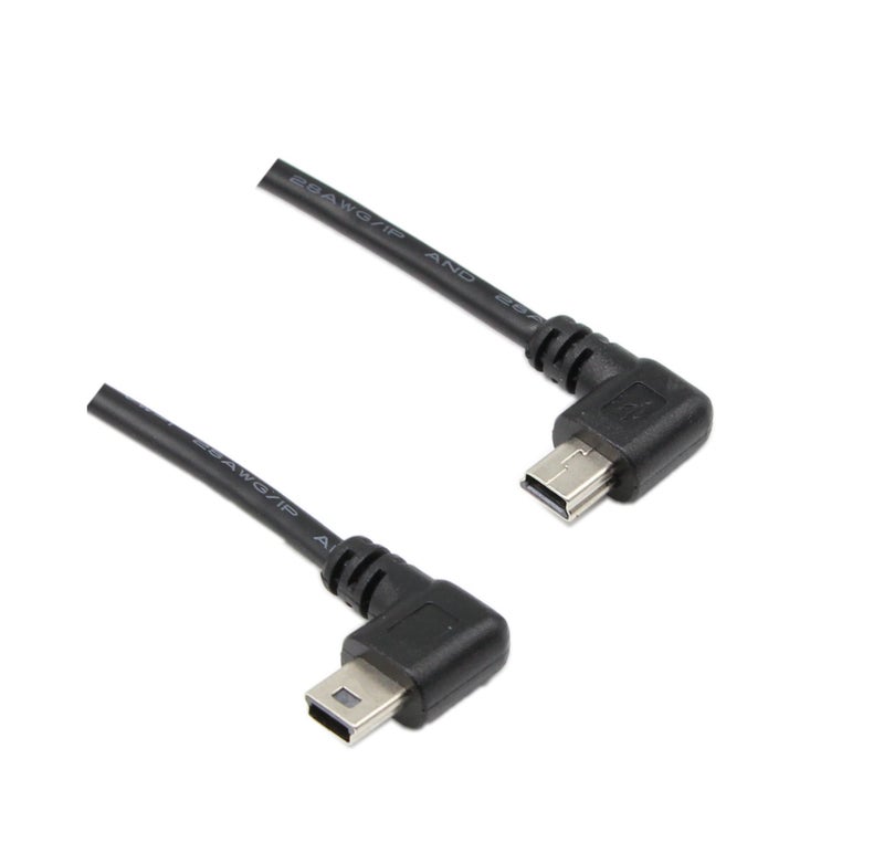 CERRXIAN 9Inch Mini USB Cable Combo Mini USB Right Angle & Left Angle Male to USB Type A 2.0 Right Angle Male Data Sync and Charge Cable (Black)(2-Pack) R - Image 4
