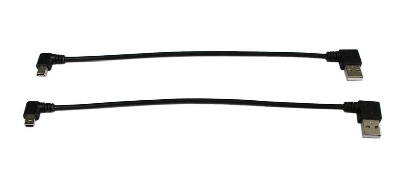 CERRXIAN 9Inch Mini USB Cable Combo Mini USB Right Angle & Left Angle Male to USB Type A 2.0 Right Angle Male Data Sync and Charge Cable (Black)(2-Pack) R - Image 3