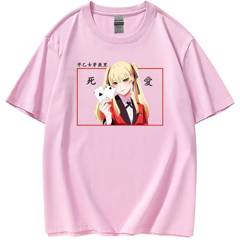 Crazy Gambling Abyss Kakegurui Short-sleeved Men's and Women's European Version Loose Casual Printed T-shirt Women's T-shirt Spot - Image 3