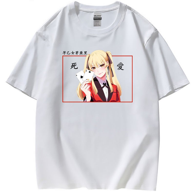 Crazy Gambling Abyss Kakegurui Short-sleeved Men's and Women's European Version Loose Casual Printed T-shirt Women's T-shirt Spot - Image 4