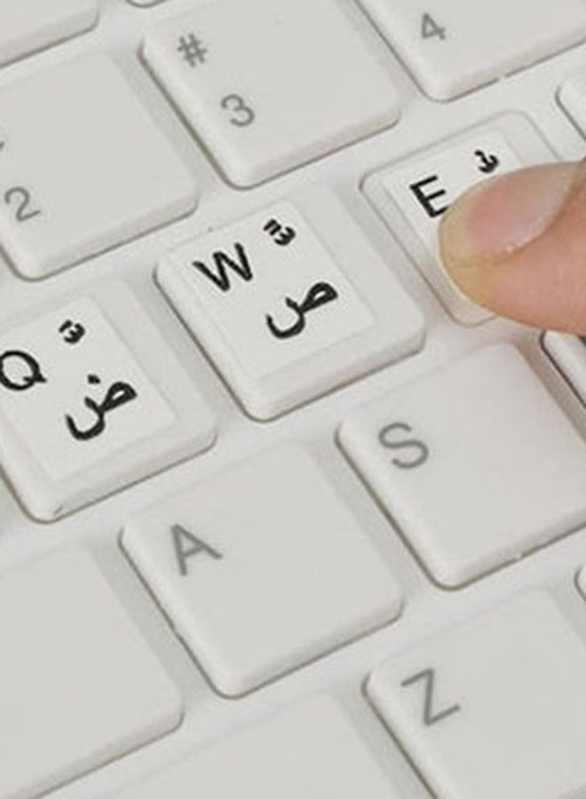 ملصقات لوحة مفاتيح ثنائية اللغة عربية وإنجليزية لون أبيض للاستخدام اليومي والتعلم والمكاتب والكمبيوتر المحمول - Image 2