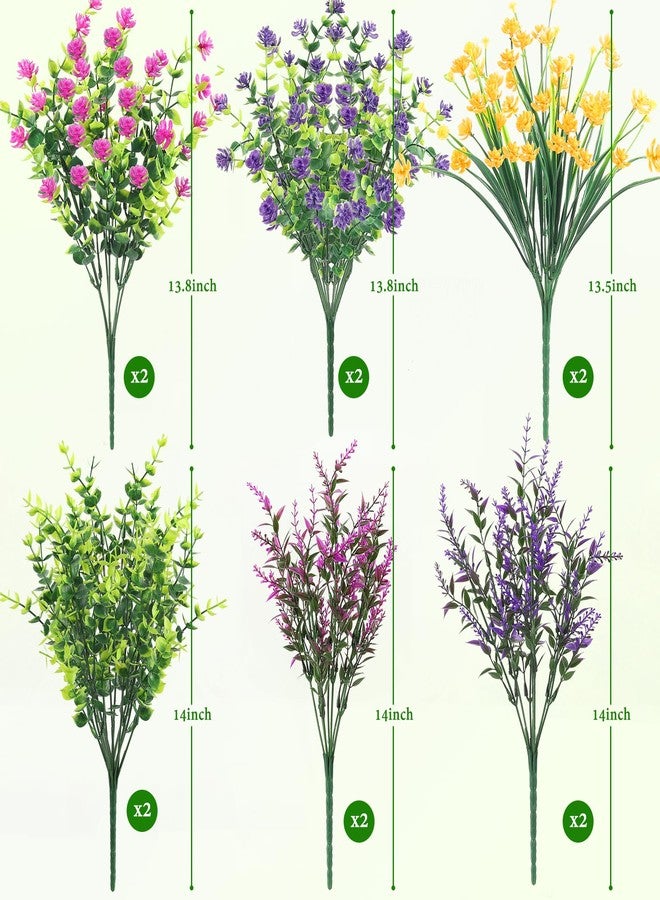 ATTGREAT Artificial Spring Flowers Outdoors UV Resistant Fake Greenery Plants Realistic Plastic Flowers Outside Faux Silk Wildflowers for Home Planter Porch Garden Decor, 12 Bundles (Multicolor) - Image 3