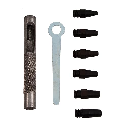 Realeather طقم ثقب الجلد المصغر Realeather T3003 للحرف اليدوية، 6 أحجام من 1/16" - 3/16"، كروم، 6 قطع - Image 2