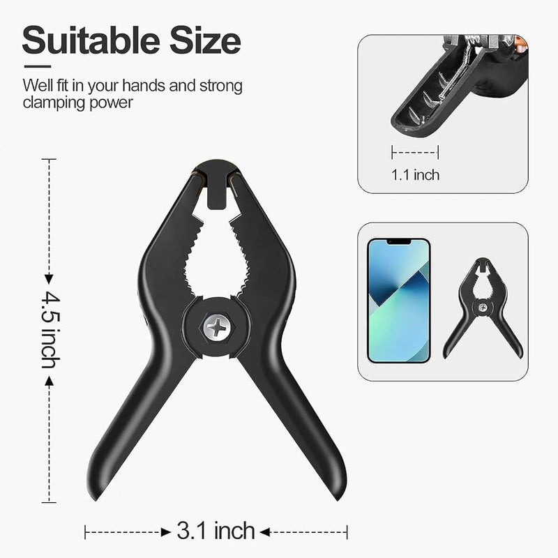EMART Spring Clamps 12 Pack, 4.5 inch Photography Backdrop Clips, Black - Image 2