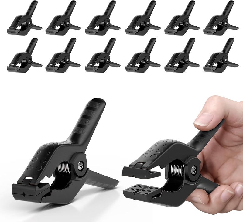 EMART Spring Clamps 12 Pack, 4.5 inch Photography Backdrop Clips, Black - Image 1