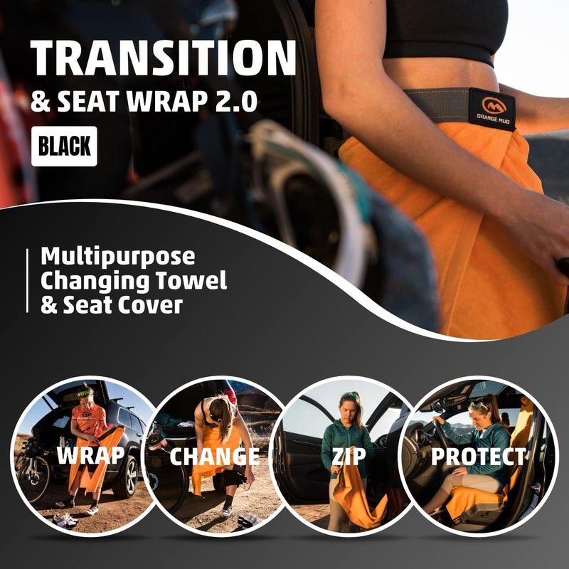 Orange Mud Transition  Seat Wrap V20 Automotive Seat Cover Changing Kilt and Multipurpose Towel Black - Image 2