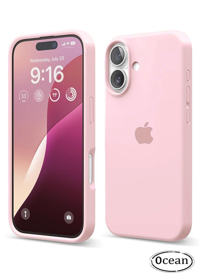 Ocean iPhone 16 6.1-Inch Silicone Case, Liquid Gel Soft Ultra Slim Back Cover, Silky-Soft Touch Full-Body Protective Case, Anti-Scratch Soft Microfiber Lining, Shockproof Phone Case for iPhone 16 (Pink) - Image 1