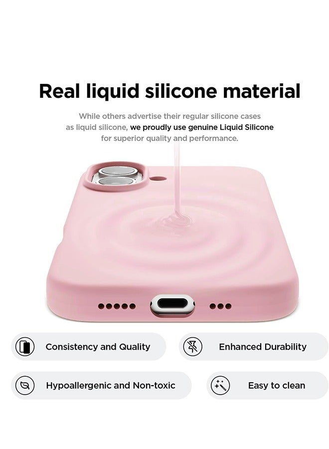 Ocean iPhone 16 6.1-Inch Silicone Case, Liquid Gel Soft Ultra Slim Back Cover, Silky-Soft Touch Full-Body Protective Case, Anti-Scratch Soft Microfiber Lining, Shockproof Phone Case for iPhone 16 (Pink) - Image 3