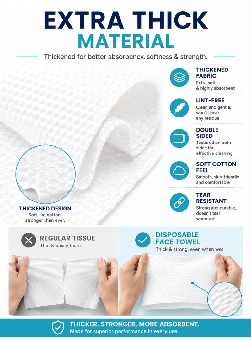 Eworld Disposable Facial Towels, Soft Thickened Dry & Wet Face Cleansing Towels, Biodegradable Single-Use Face Tissue for Sensitive Skin, Makeup Removal, Daily Skincare & Travel, 1 Box (50 Count) - Image 3