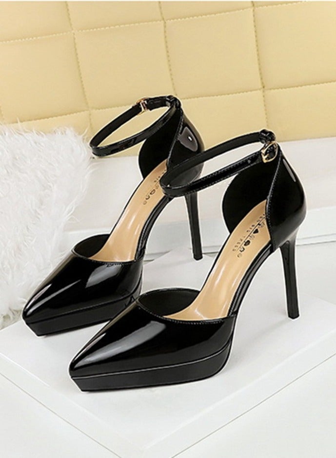 BIGTREE Women's Elegant Platform Stiletto Pumps Closed Pointed Toe High Heels Black 10.5CM - Image 1