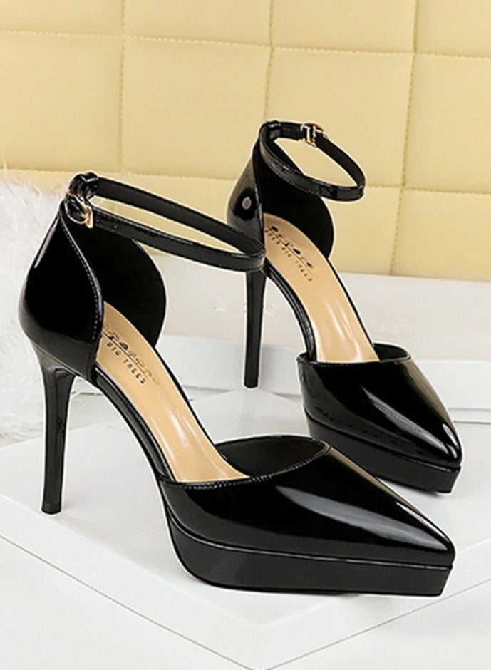 BIGTREE Women's Elegant Platform Stiletto Pumps Closed Pointed Toe High Heels Black 10.5CM - Image 2