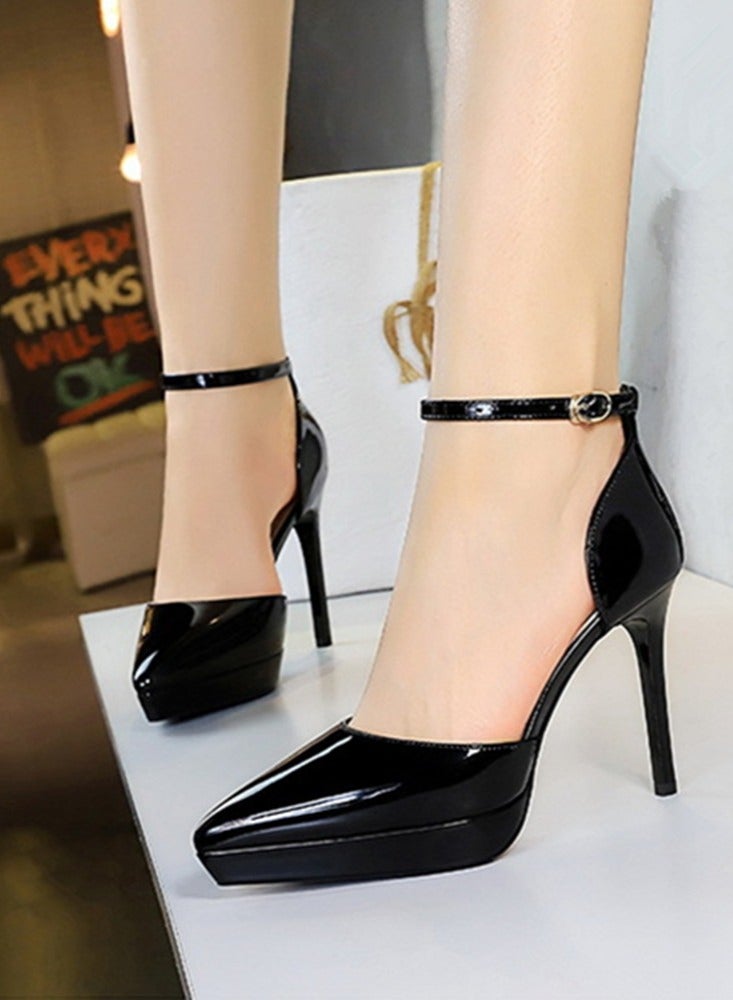 BIGTREE Women's Elegant Platform Stiletto Pumps Closed Pointed Toe High Heels Black 10.5CM - Image 3