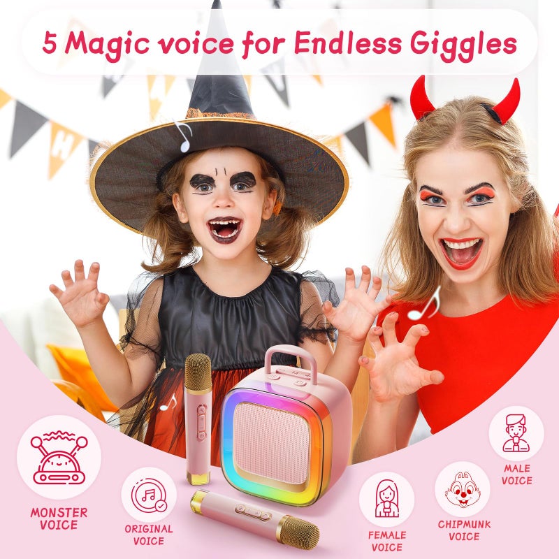 Kinglucky (Limited Pro Version) Top Mini Karaoke Machine For Kids Adults (With 14M+ Songs & Stories)  Christmas Birthday Gifts Ideas For Girls  Portable Bluetooth Speaker With 2 Lighting Microphones - Image 5