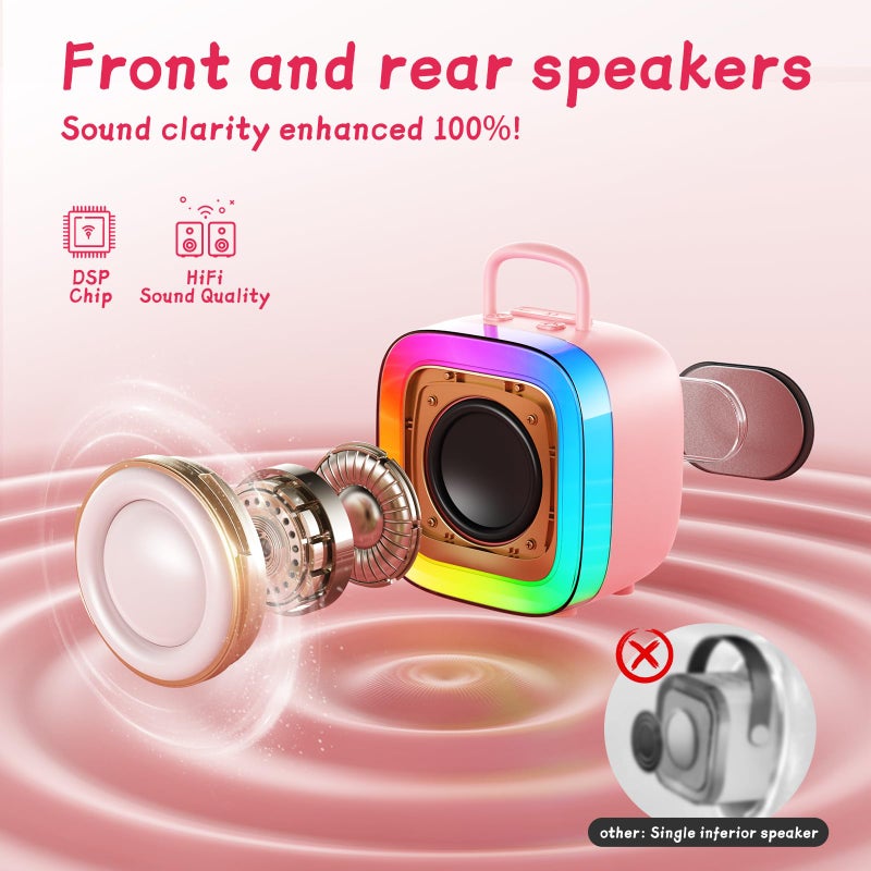 Kinglucky (Limited Pro Version) Top Mini Karaoke Machine For Kids Adults (With 14M+ Songs & Stories)  Christmas Birthday Gifts Ideas For Girls  Portable Bluetooth Speaker With 2 Lighting Microphones - Image 3