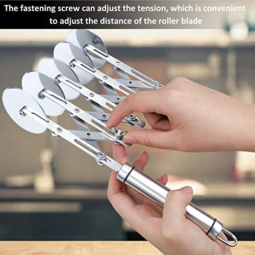 Juome 5 Wheel Pastry Cutter Stainless Pizza Slicer Multi-Round Dough Cutter Roller Cookie Pastry Knife Divider with Handle - Image 4