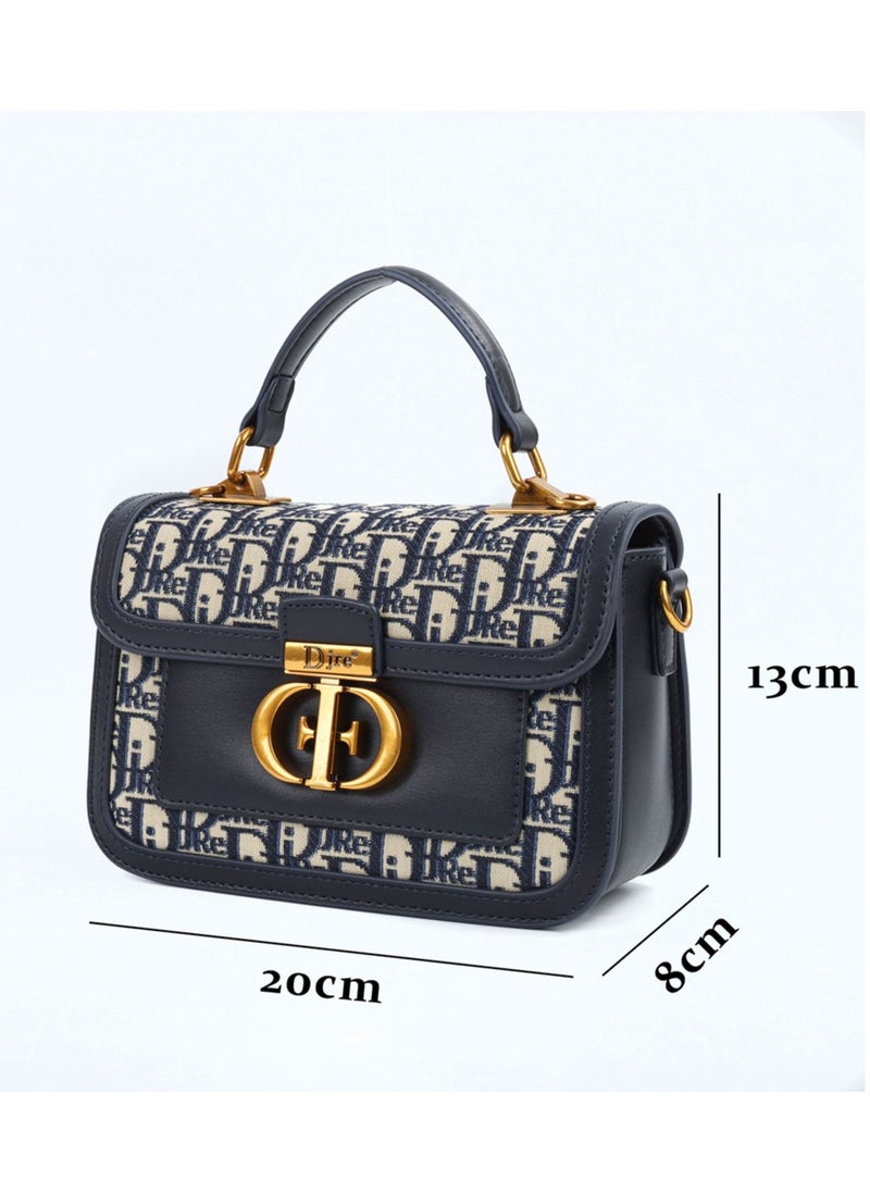DJRE - DJRE women's hand bag in blue with a distinctive shape and a long and elegant strap - Image 1