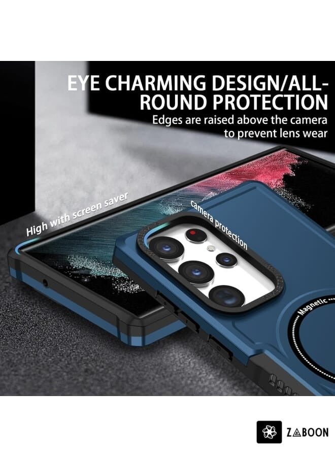 زبون جراب هاتف MagSafe مقاوم للصدمات لهاتف Samsung Galaxy S23 Ultra 5G (أزرق داكن) - Image 2