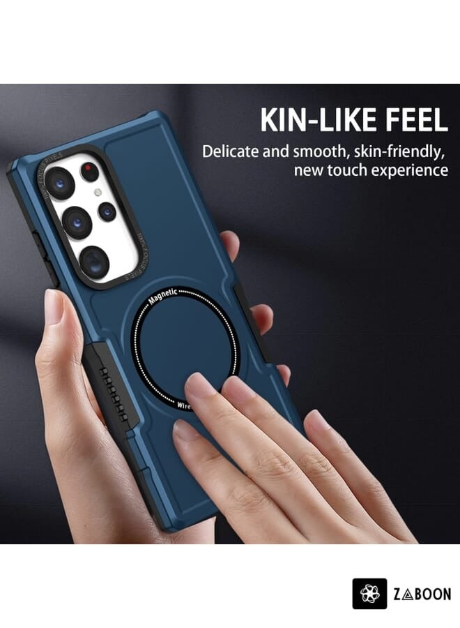 زبون جراب هاتف MagSafe مقاوم للصدمات لهاتف Samsung Galaxy S23 Ultra 5G (أزرق داكن) - Image 4