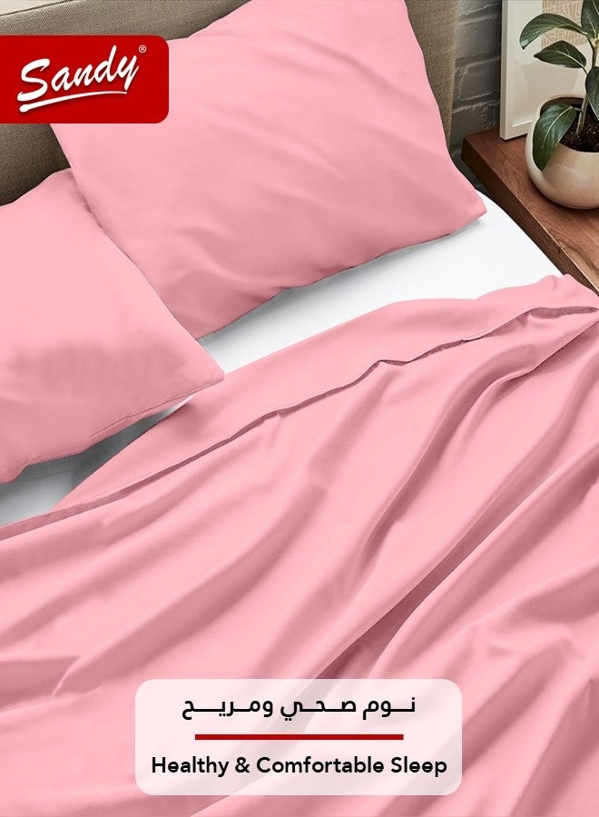 ساندي طقم شرشف سرير ساندي فاخر بجودة الفنادق مع أغطية وسادة، طقم من 3 قطع، شديد النعومة وجيد التهوية وبارد, مقاس دبل مفرد ونص 243 × 205 سم, زهري - Image 5