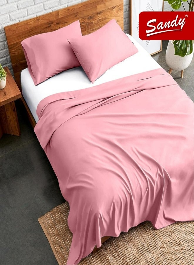 ساندي طقم شرشف سرير ساندي فاخر بجودة الفنادق مع أغطية وسادة، طقم من 3 قطع، شديد النعومة وجيد التهوية وبارد, مقاس دبل مفرد ونص 243 × 205 سم, زهري - Image 1