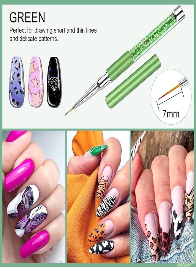 Ruby Face Rubyface Nail Art Liner Brushes, 6Pcs Nail Gel Polish Painting Nail Design Brush Pen Set with Crushed Diamond Rhinestones Handle for Pulling Lines, Nail Art Design - Image 2