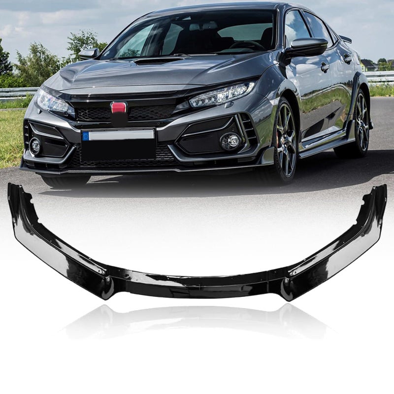 Collect Light 3Pcs Front Bumper Spoiler Lip for 20162020 Honda Civic Glossy Black Body Kits Spoiler