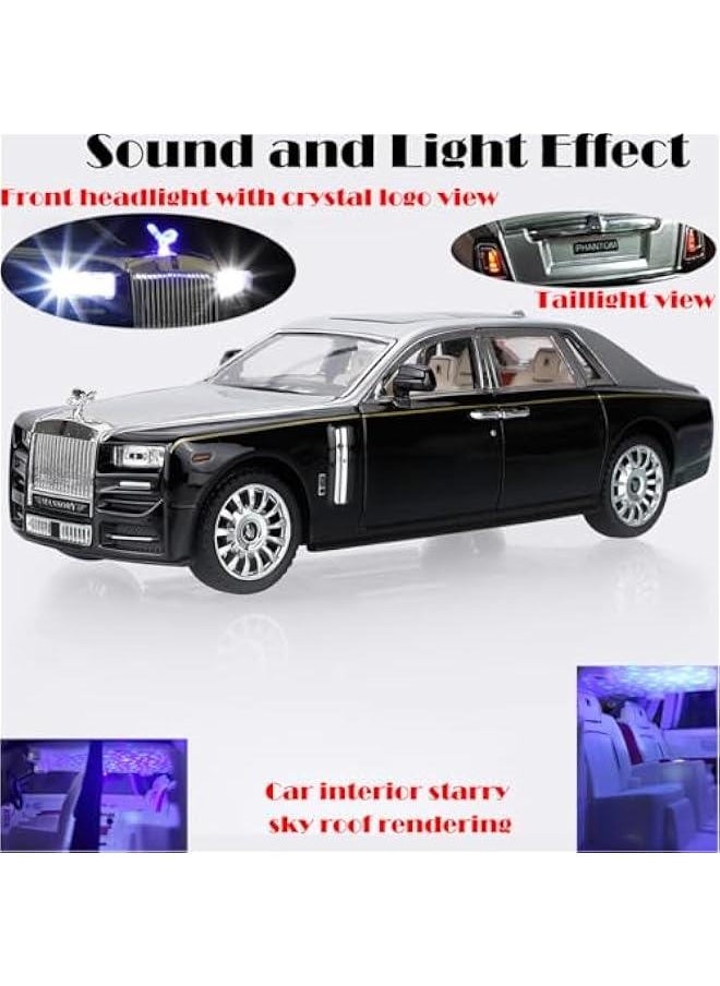 Generic - Toy Car Rolls-Royce 1/24 Phantom Model Alloy Collectibles Diecast Vehicles with Sound and Light (Silver/Black) - Image 1