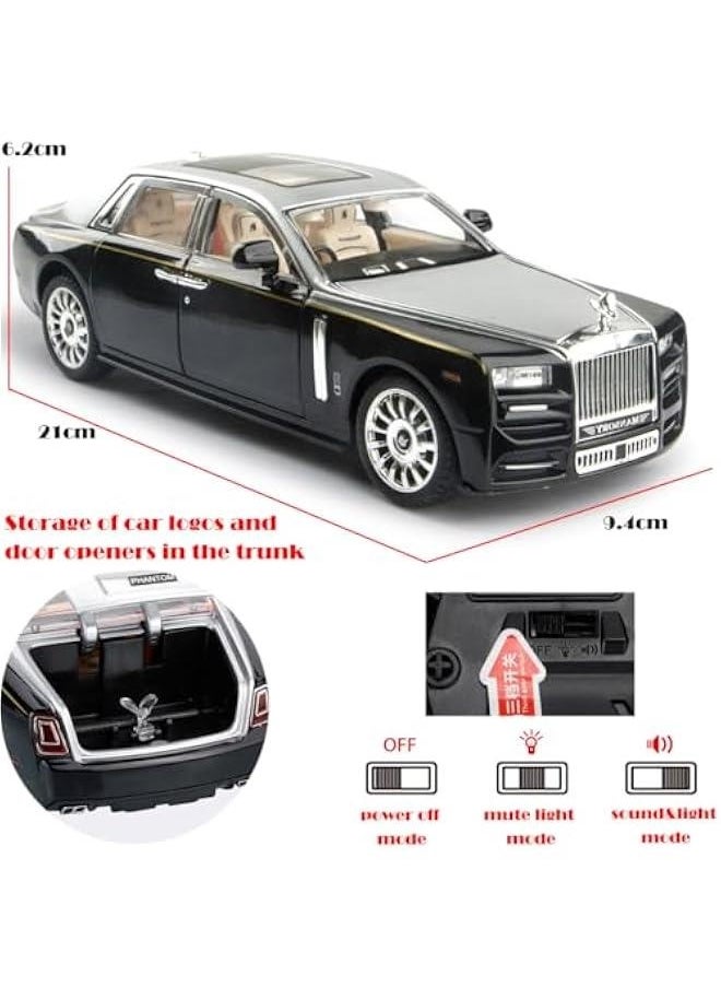 Generic - Toy Car Rolls-Royce 1/24 Phantom Model Alloy Collectibles Diecast Vehicles with Sound and Light (Silver/Black) - Image 1