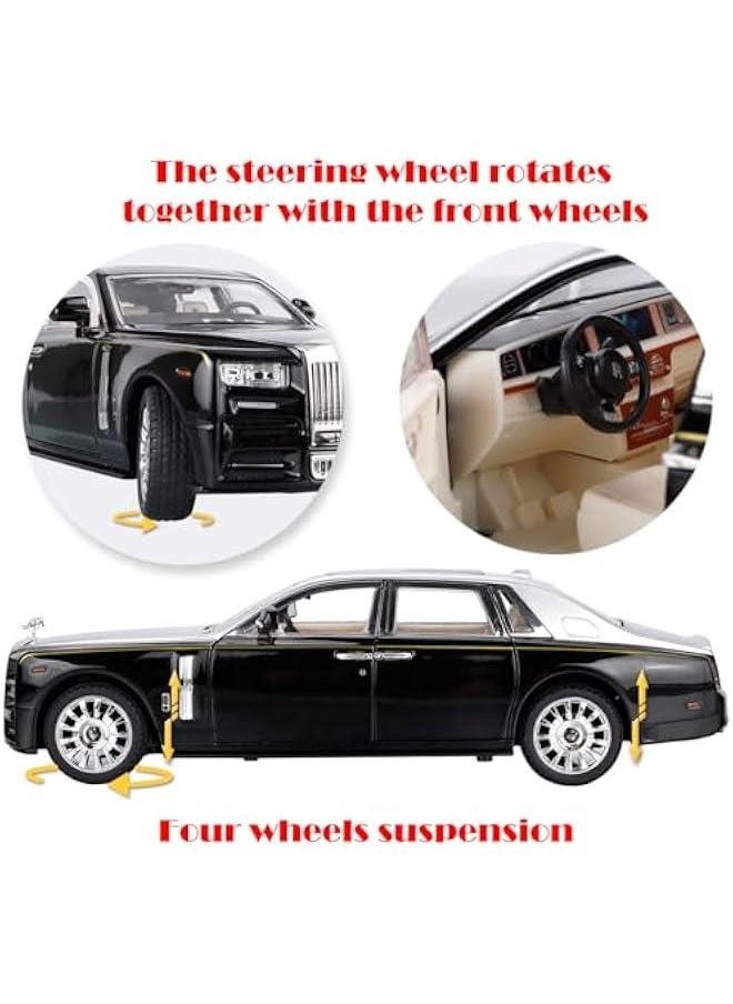 Generic - Toy Car Rolls-Royce 1/24 Phantom Model Alloy Collectibles Diecast Vehicles with Sound and Light (Silver/Black) - Image 1