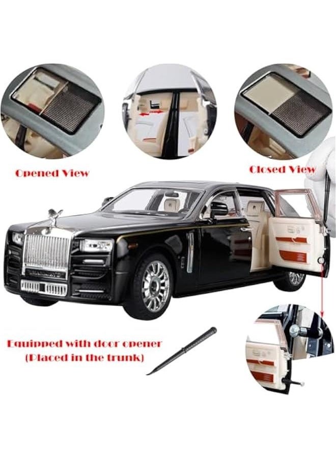Generic - Toy Car Rolls-Royce 1/24 Phantom Model Alloy Collectibles Diecast Vehicles with Sound and Light (Silver/Black) - Image 1