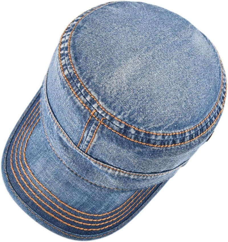 VOBOOM Washed Cotton Military Cadet Army Caps Unique Design Vintage Flat Top Hat - Image 5