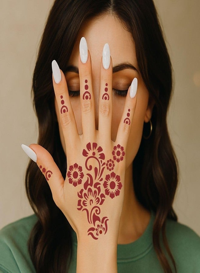 Komstec Traditional Yet Trendy Mehndi Stencil Sticker for Palm and Finger One Set for Both Hand - Image 4