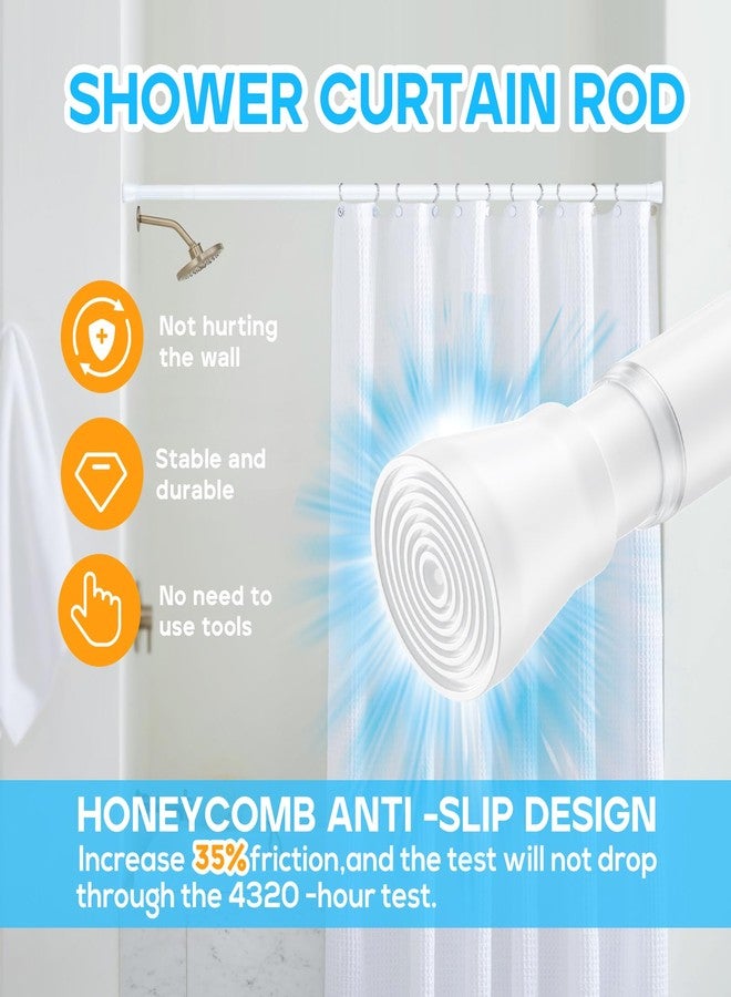 AIZESI Shower Rod 34-59 Inch - Non-Slip, No Drill spring curtain tension rod Never Rust Adjustable Tension Curtain Rod, White Shower Curtain Rod - Image 3