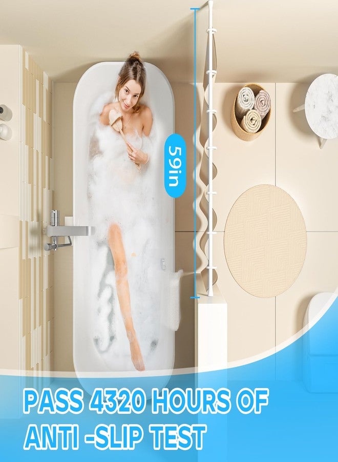 AIZESI Shower Rod 34-59 Inch - Non-Slip, No Drill spring curtain tension rod Never Rust Adjustable Tension Curtain Rod, White Shower Curtain Rod - Image 5
