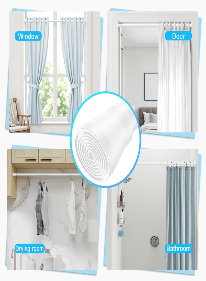 AIZESI Shower Rod 34-59 Inch - Non-Slip, No Drill spring curtain tension rod Never Rust Adjustable Tension Curtain Rod, White Shower Curtain Rod - Image 4