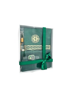 Generic Sajadati Deluxe Muslim Prayer Gift Set – Holy Quran, Premium Salah Mat, Head Scarf, Tasbih Beads & Digital Counter, Oud Oil – Elegant Lavish Green Islamic Gift for Ramadan, Eid & Special Occasions  - Image 2
