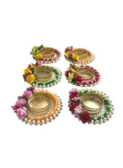 ANISHOP Reusable Handmade Colourful Diyas Decoration Items Pack of 6