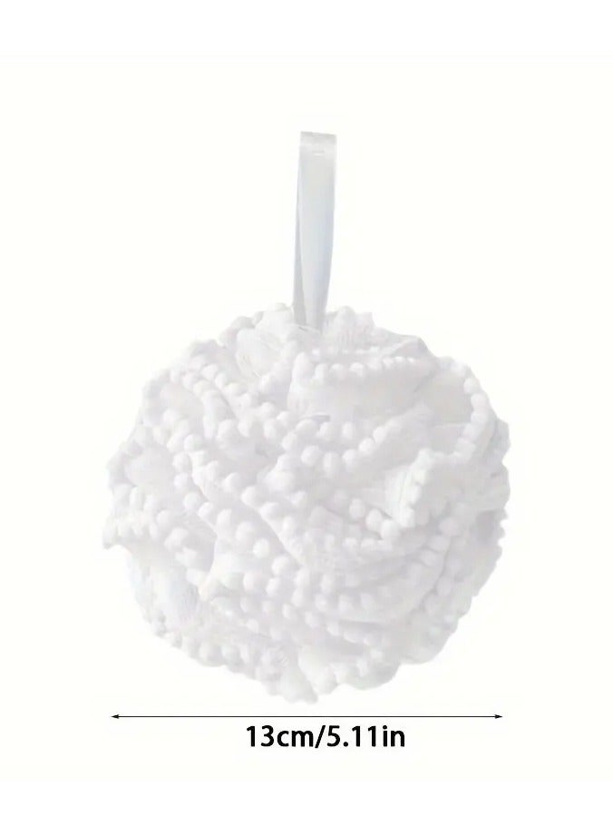 يوكانبي 1 قطعة لوفة اسفنجة الاستحمام-كرة حمام تقشير ثنائية اللون مع مطبات ناعمة وحزام لطيف ، مثالية للرجال والنساء باللون الوردي والأبيض - Image 2