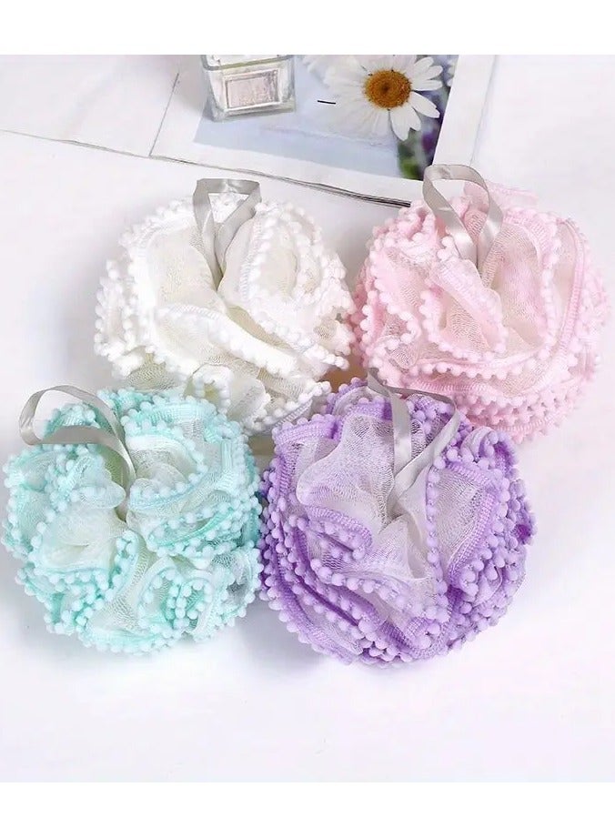 يوكانبي 1 قطعة لوفة اسفنجة الاستحمام-كرة حمام تقشير ثنائية اللون مع مطبات ناعمة وحزام لطيف ، مثالية للرجال والنساء باللون الوردي والأبيض - Image 4