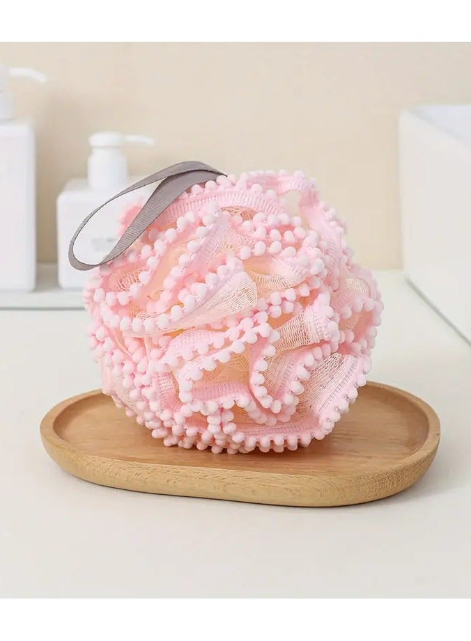 يوكانبي 1 قطعة لوفة اسفنجة الاستحمام-كرة حمام تقشير ثنائية اللون مع مطبات ناعمة وحزام لطيف ، مثالية للرجال والنساء باللون الوردي والأبيض - Image 5