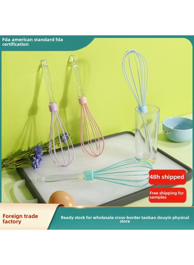 Manual Silicone Egg Beater Handheld Foam Whisk Cream Frother Egg White Whisk Outlet Home Use Egg Breaking Tool-Color:10 Inch Crystal Handle Egg Beater-purple - Image 1