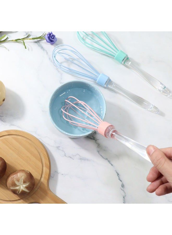 Manual Silicone Egg Beater Handheld Foam Whisk Cream Frother Egg White Whisk Outlet Home Use Egg Breaking Tool-Color:10 Inch Crystal Handle Egg Beater-purple - Image 2