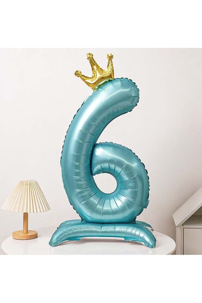 Large No. 6 Balloon With Crown And Base Birthday Decoration Scene Arrangement
